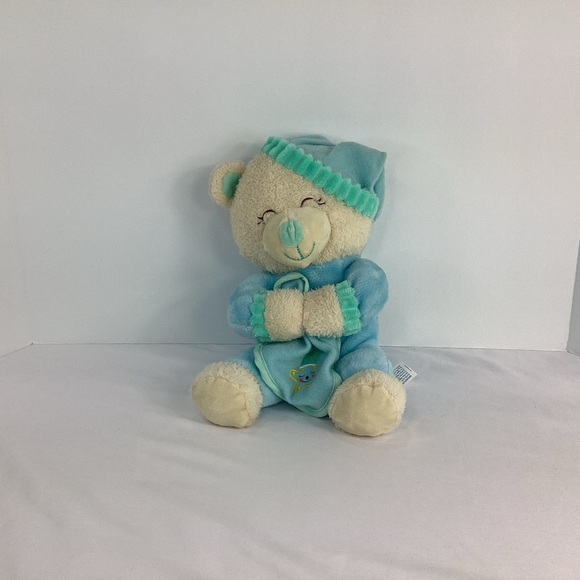 Hugfun Sleepy Prayer Bear 10" Plush Green Light Up Recites "Lay Me Down Sleep” - Picture 2 of 10
